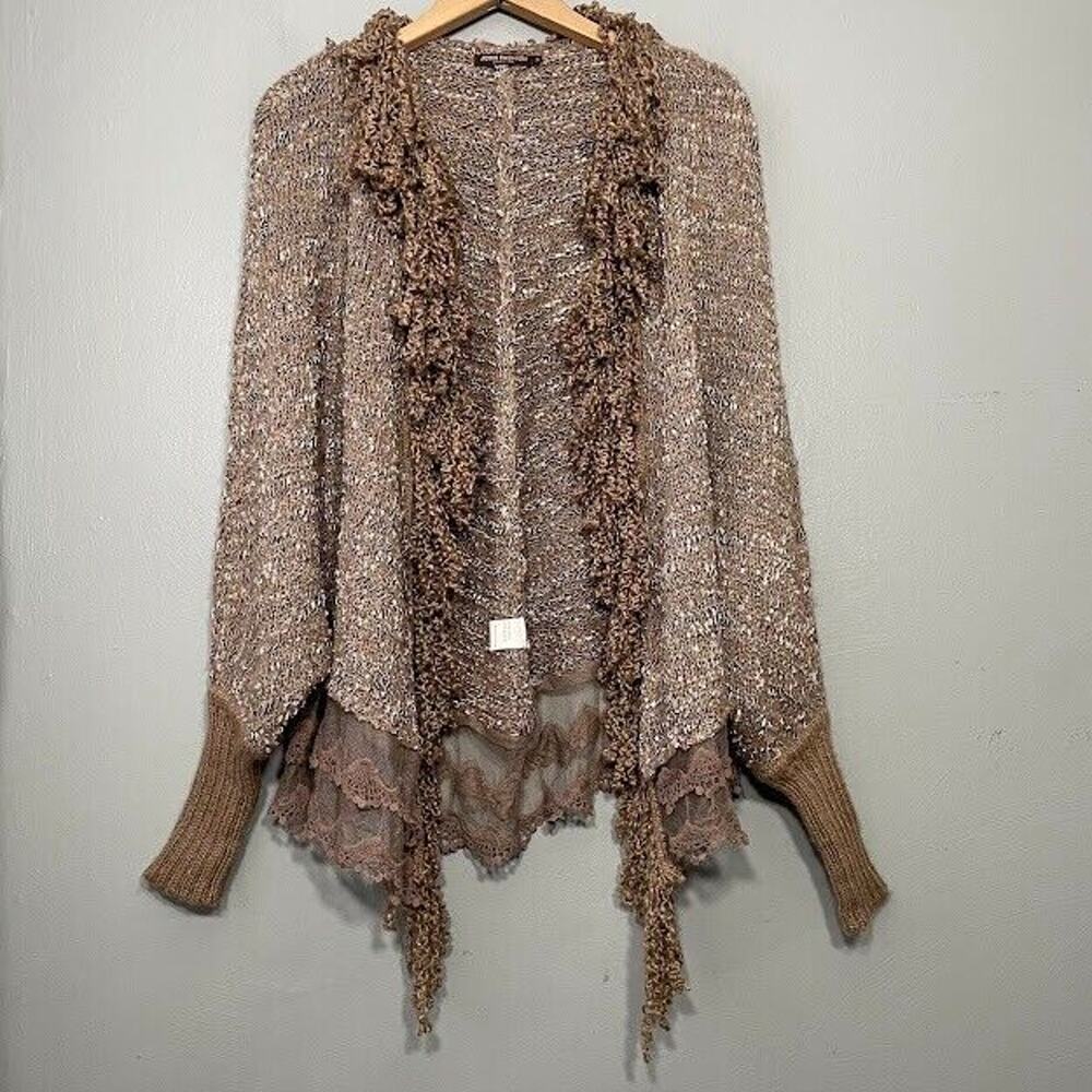John Fashion Sweater Size Small Fringed Lace Boho Grunge Fairy Cocoon Cardigan